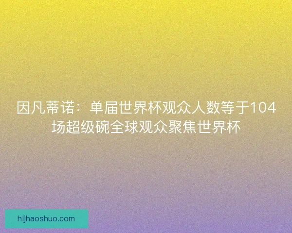 因凡蒂诺：单届世界杯观众人数等于104场超级碗全球观众聚焦世界杯